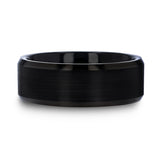 Black Tungsten Carbide men's wedding ring with brushed center and polished beveled...