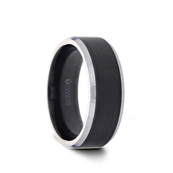 Tungsten wedding ring with brushed black center