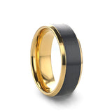 Gold Plated Black Titanium men's wedding band with polished beveled edges and...