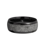 Black Zirconium domed or beveled men's wedding band with 5mm of meteorite...