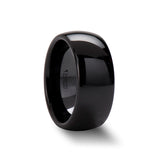 Black Ceramic domed wedding ring with polished finish