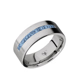 Cobalt Chrome flat men's wedding band with a channel of 9 square...