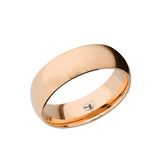 14K Yellow, White, or Rose Gold domed men's wedding band featuring a...