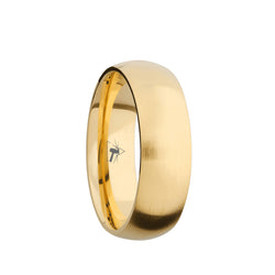14K Yellow, White, or Rose Gold domed men's wedding band featuring a satin brushed finish
