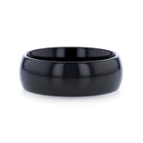 Black Tungsten men's wedding ring domed design and polished finish. 