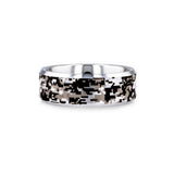 Tungsten Carbide men's wedding ring with engraved digital camo pattern and beveled...