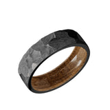 Black Zirconium flat men's wedding band with a rock finish featuring a...