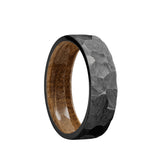 Black Zirconium flat men's wedding band with a rock finish featuring a...