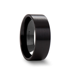 Black Ceramic pipe cut wedding ring with brushed finish