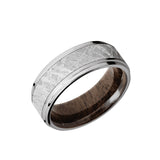 Cobalt Chrome men's wedding band with 5mm of meteorite inlay and flar,...