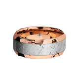 14K Rose Gold men's wedding band with 5mm of meteorite inlay and...