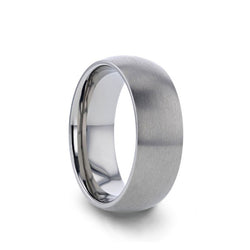 Titanium domed wedding ring with brushed finish.