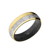 10K Gold domed men's wedding band with 3mm of meteorite inlay featuring...