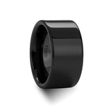 Black Ceramic pipe cut wedding ring with polished finish