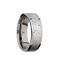 Titanium men's wedding band with 5mm of meteorite inlay and flat or beveled polished edges