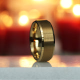 Gold Plated Tungsten wedding band with beveled edges