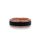 10K Yellow Gold & Rose Goldmen's wedding ring with lava inlay and...