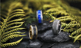 Titanium Wedding Ring with Lapis Lazuli Inlay and set with Blue Diamonds