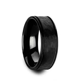 Tungsten Carbide wedding ring with hammered finish black center and dual offset...