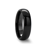 Black Ceramic domed wedding ring with polished finish