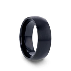 Black Titanium domed wedding ring with brushed finish.