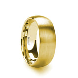Gold Plated Tungsten Carbide domed men's wedding ring with brushed finish