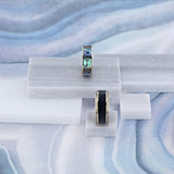 14K Gold flat wedding ring with mother of pearl inlay
