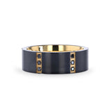 Black Titanium flat wedding band with gold plated interior, 6 gold plated...