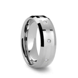 Tungsten Carbide men's wedding ring with platinum inlay set with diamonds and...
