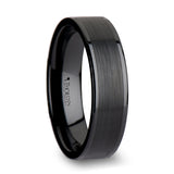 Black Ceramic pipe cut wedding ring with polished finish