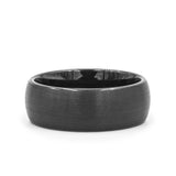 Black Tungsten Carbide domed men's wedding ring with brushed finish. 