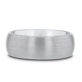 Rounded Tungsten Carbide men's wedding ring with brushed finish.