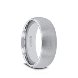 Rounded Tungsten Carbide men's wedding ring with brushed finish.