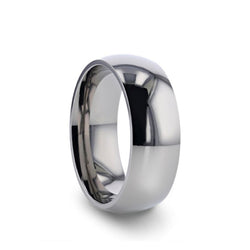 Titanium domed wedding ring with polished finish.