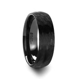 Black Ceramic domed wedding ring with hammered finish