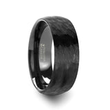 Tungsten Carbide domed wedding ring with hammered finish