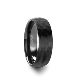 Tungsten Carbide domed wedding ring with hammered finish