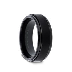 Tungsten Carbide men's spinner wedding ring with brushed finish