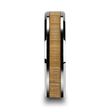 Tungsten Carbide polished finish men’s wedding band with ash wood inlay