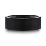 Black Titanium flat wedding ring with brushed finish