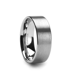 Titanium flat men's wedding ring with brushed finish
