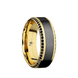 10K Yellow Gold band with a Bevel Eternity Arrangement of .01 carat...