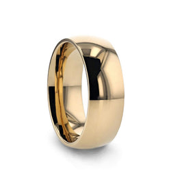 Gold Plated Titanium domed wedding ring with a polished finish.