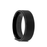 Tungsten Carbide flat men's wedding ring with brushed finish center and polished...