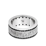 Cobalt Chrome flat men's wedding band with 5mm of meteorite inlay featuring...